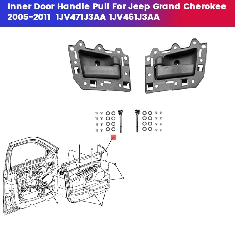 

1 пара, внутренняя дверная ручка для Jeep Grand Cherokee 05-11, внутренняя дверная ручка левая и правая LHD