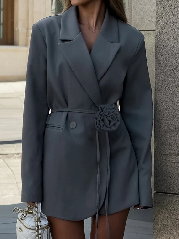 

Autumn New in Suit Fashionable Elegant Temperament Commuting Slim Fit Three Dimensional Flower Jacket Top for Women Tops