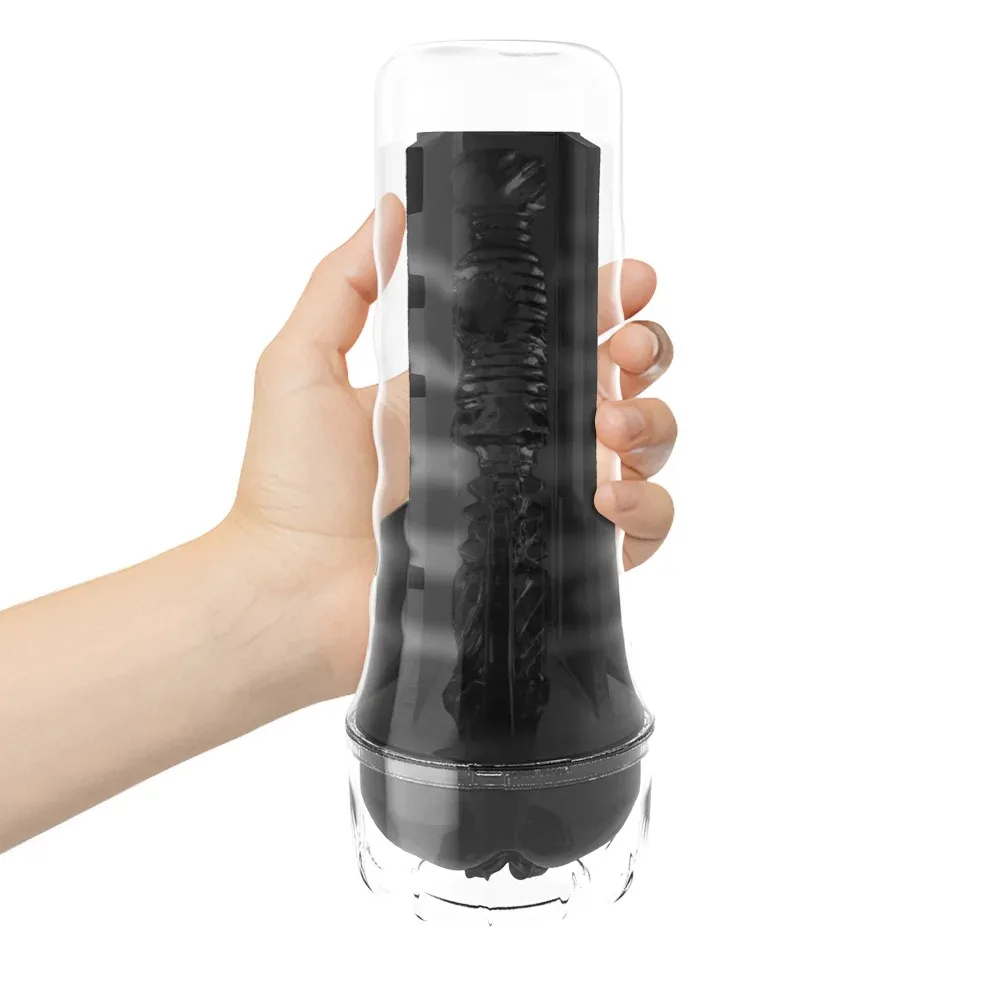 ذكر الاستمناء لينة سيليكون كس المهبل شفافة القضيب مضخة جيب جهاز استمناء الجنس لعب للرجال