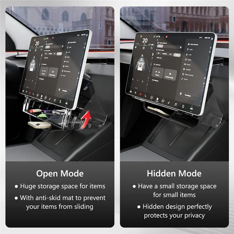 

For Tesla Accessories Hideable Under Screen Storage Organizer For Model Y Juniper 2025 Model 3 Highland 2024 2025