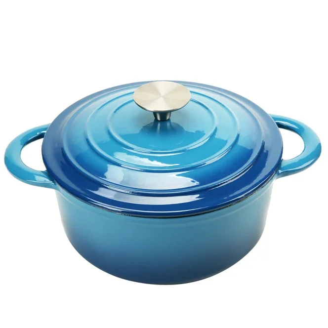 Enameled Cast Iron Dutch Oven with Self Basting Lid, Round Ceramic Enamel Coated Casserole Red 2.9 Quart