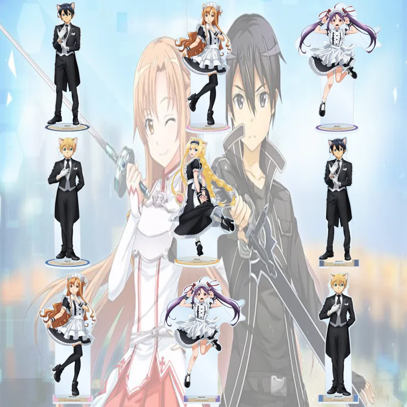 Sword Art Online 15CM Kirito Asuna Popular Anime Character Acrylic Stand Figure Cool Desk Ornament Cosplay Prop Gift Keychain
