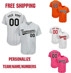 Customizable Baseball Jersey Team Shirt Print Team Personal Name Number Stripe Hip Hop Sportswear Baseball T-shirt Men/Women/Kid