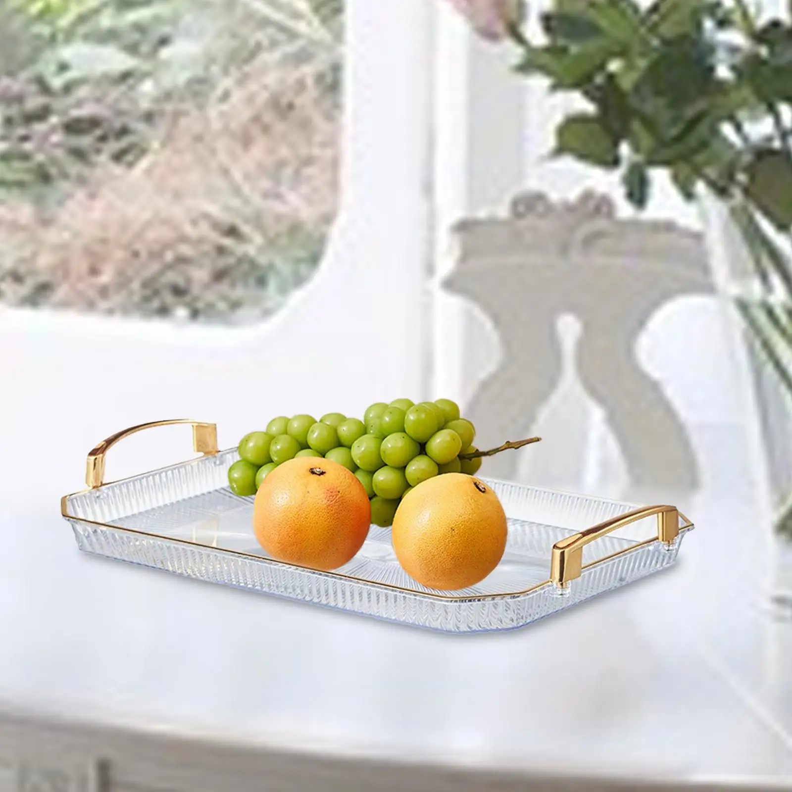 Serving Tray with Handles Multipurpose Fruit Tray Jewelry Perfume Cosmetics Holders for Kitchen Home Dining Room Bedroom Office