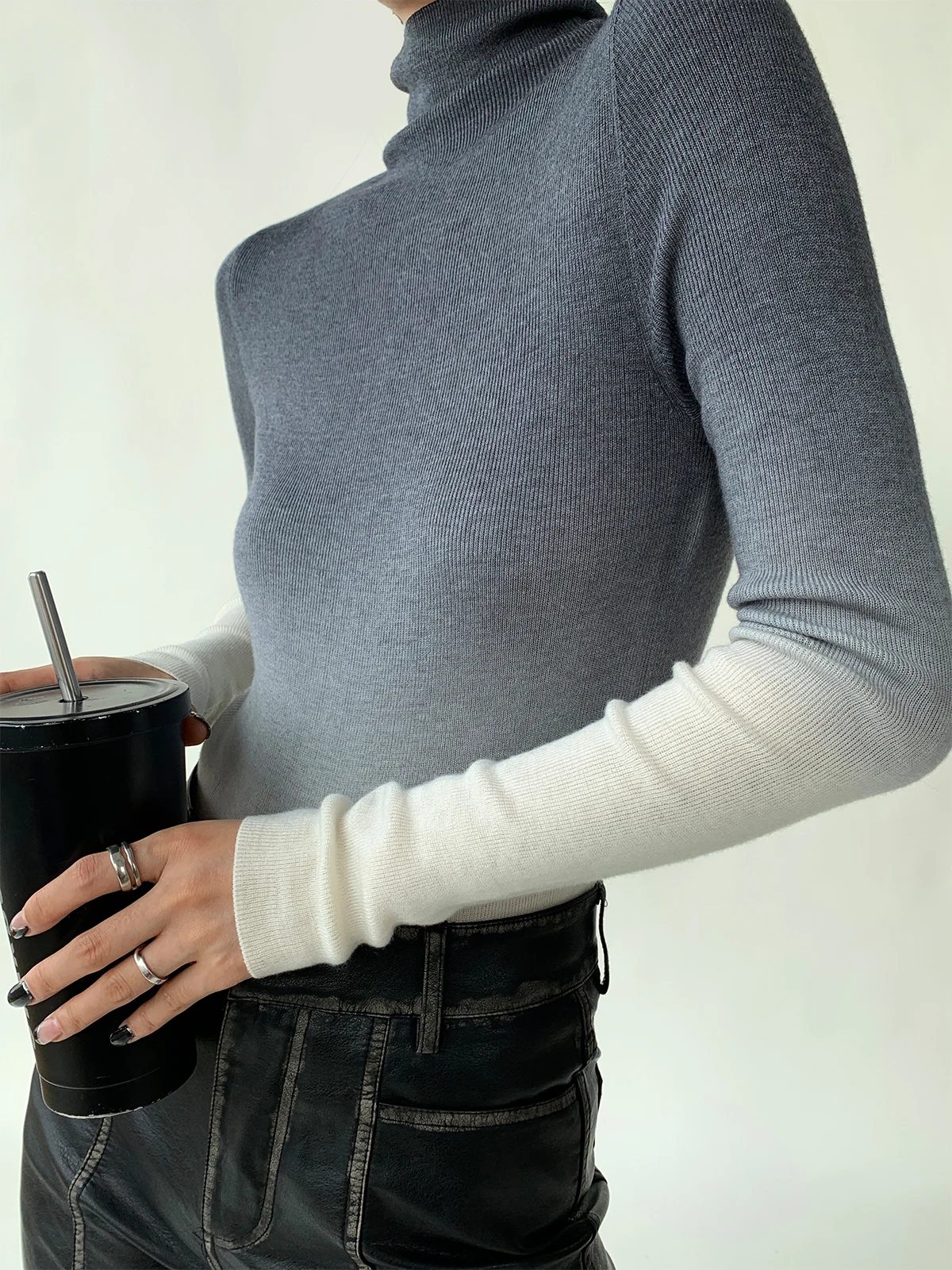 

Женская шерстяная основа с высоким воротником, шелковая основа Fini Dyeing, осень-зима, облегающая внутренняя одежда, длинный све