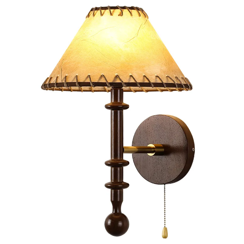 

Quiet wind bedside wall lamp Log wind wall lamp Aisle entrance TV background wall Modern simple French medieval lamp