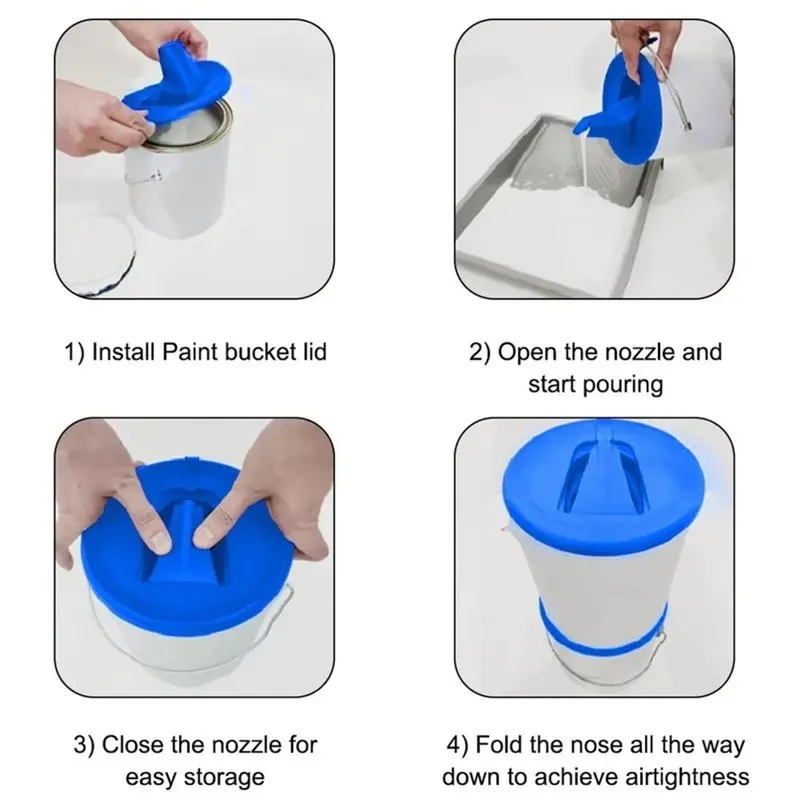 ABGH-Paint Bucket Replacement Lid With Retractable Spout, Air Vent,Reusable Pouring Tool For Precise Control And Airtight Storag
