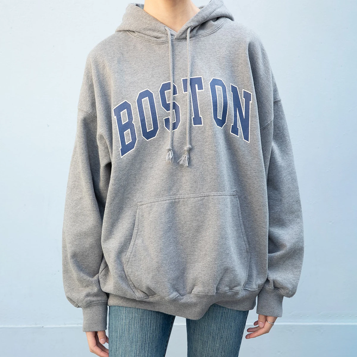 Letter Print Oversize Hoodie Women Autumn Casual Long Sleeve Gray Hooded Pullovers Top Vintage Streetwear Cotton Hoodies 2025