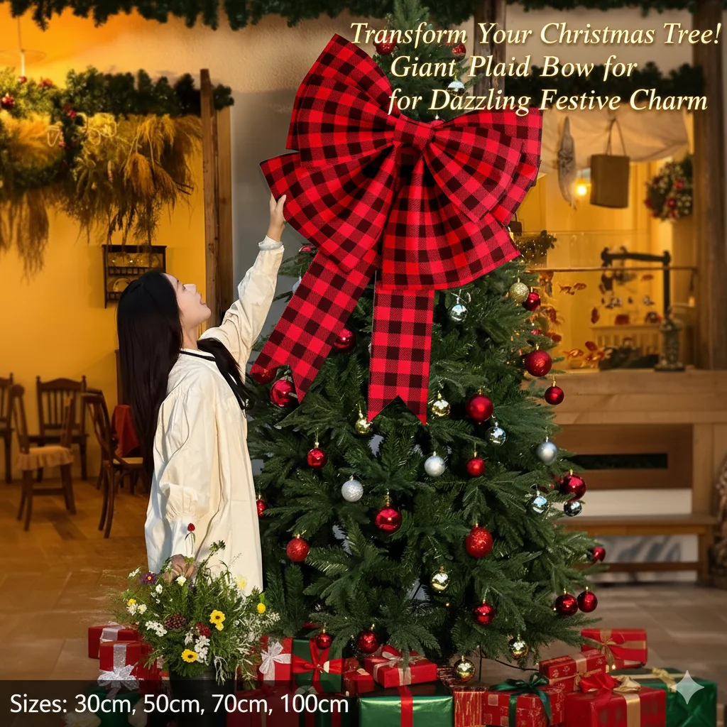 

Large EVA Foam Handmade Bow Red Check Plaid Decoration DIY Big Knot for Wedding Christmas Party Home New Year Festive Decor