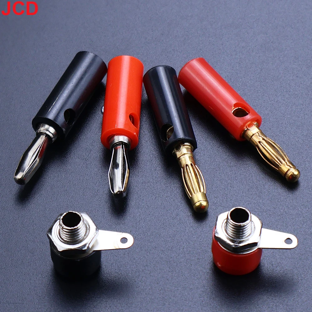 JCD 10pcs 4mm Banana Plug Male and Female 4mm Banana Jack Panel Mount Banana Socket Terminal Connector Adapter Red Black