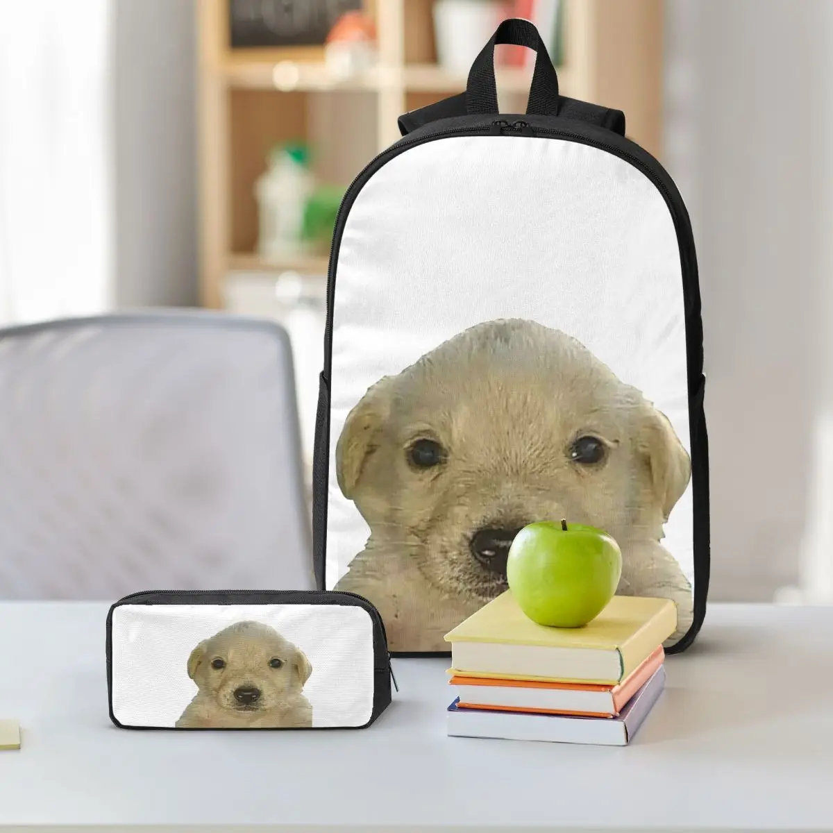 Jotchua Meme Jotchua الكلب على ظهره طالب صبي فتاة BookBag حقيبة مدرسية حقائب كتف الكمبيوتر 3ps معزول حقيبة الغداء مقلمة