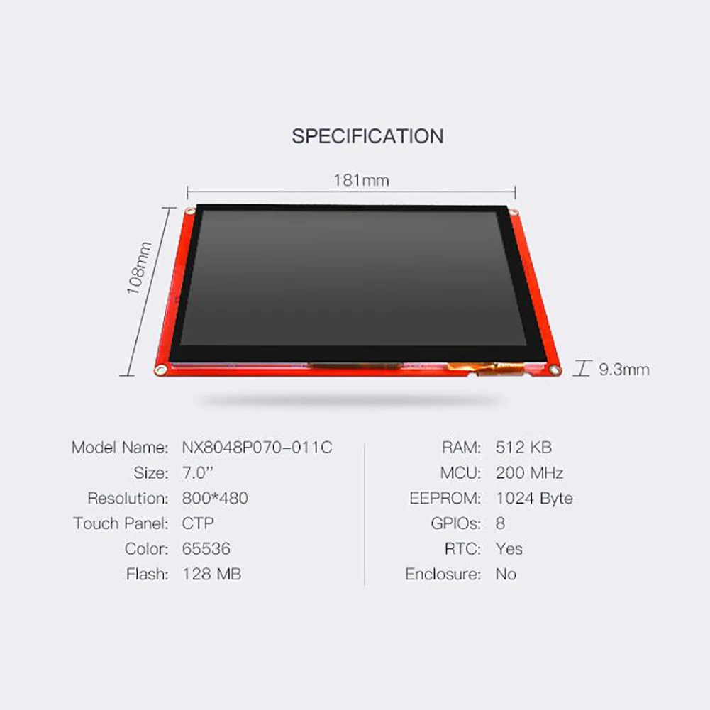 Nextion-Módulo Inteligente LCD Touch Display, NX8048P070-011C, Capactive HMI, Painel TFT para Arduino, 7.0"