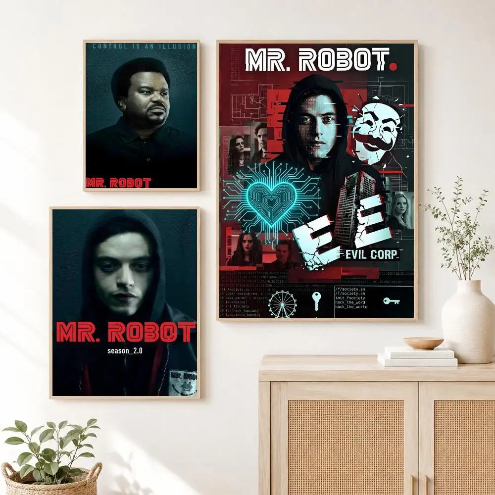 TV Mr Robot Hacker Drama Poster Waterproof HD Modern Peel And Stick Wall Decor Living Room Dorm Garage