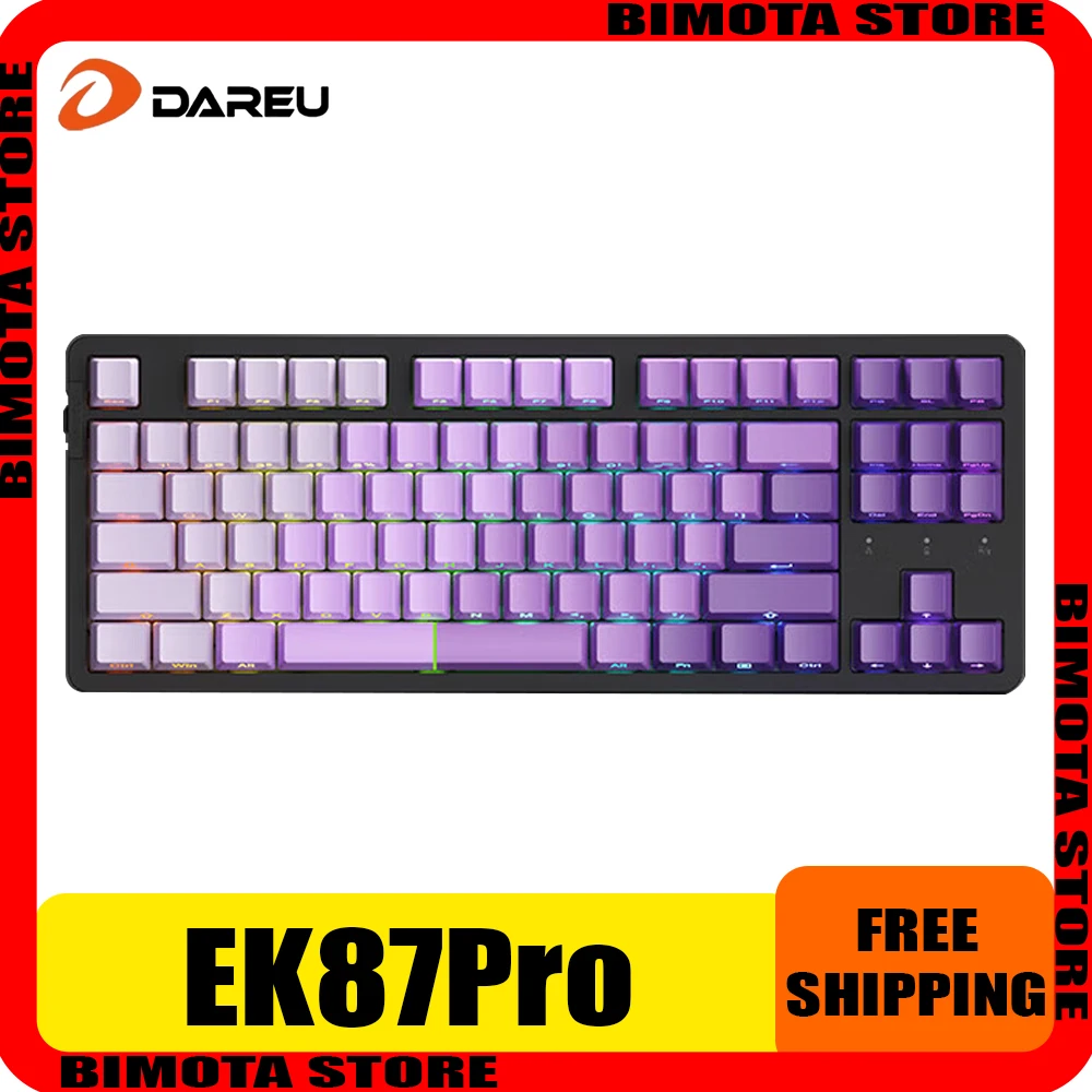 Dareu EK87pro Mechanical Keyboard Three Mode Hot Swap Low Latency E-Sports Wireless Bluetooth Gaming Keyboard Gasket RGB Pc Gift