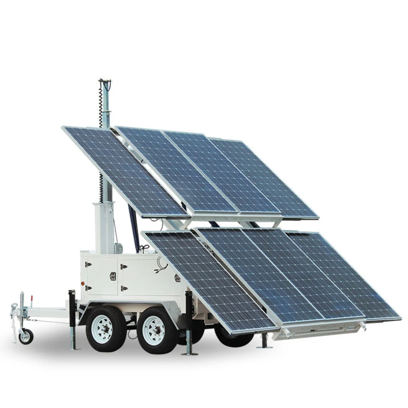 500W wind turbine  PV solar Panels portable mobile transport trailer Hybrid Wind Solar Power System for home