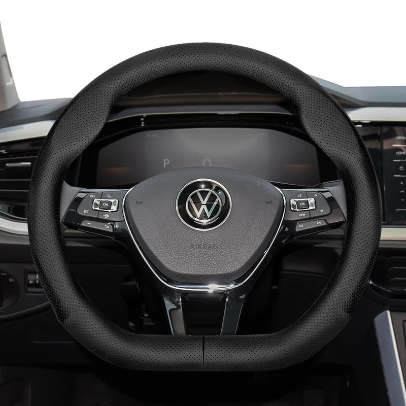 

Для Volkswagen круглый D-образный чехол на руль VW Polo Golf 4 5 6 7 Up Gol Passat B8 B7 CC Touran Tiguan T-Roc Touareg ID3