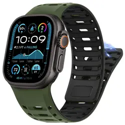 Sport Silicone Straps For Apple Watch Band 45mm 44mm 42mm 46mm 49mm magnetic Bracelet correa IWatch Series 10 SE 9 8 7 6 Ultra 2