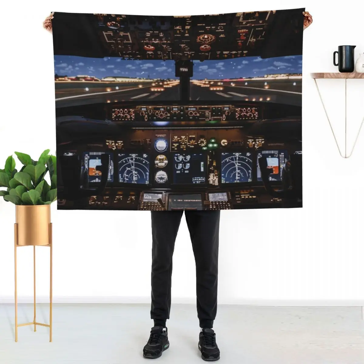 Airplane Cockpit Travel Aviation Aircraft Throw Blanket Soft Big Vintage Sofa Quilt cosplay anime Flannel Blankets