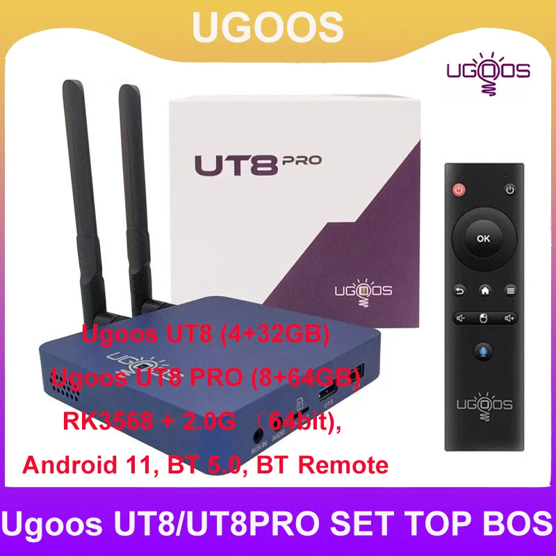 

UGOOS UT8 PRO TV BOX Android 11.0 DDR4 8GB RAM 64GB ROM RK3568 WiFi6 Media Player BT Voice Remote UT8 4G 32G Set Top Box