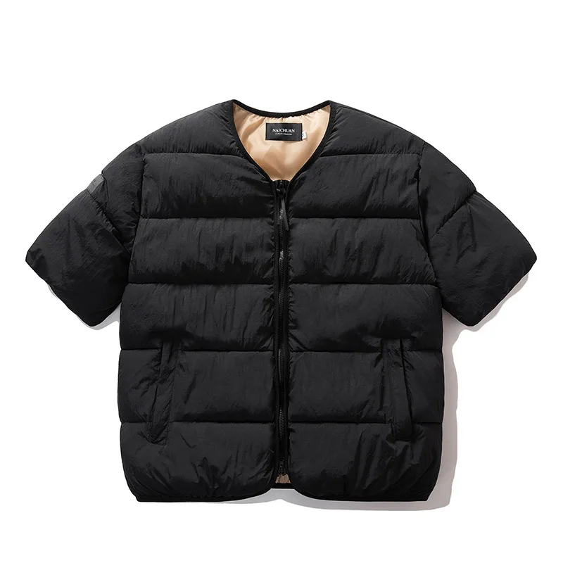 سترات الموضة الكورية الدافئة الرجال والنساء نصف كم سترة جاكيتات الشتاء موضة زوجين القطن سترة مبطنة معاطف الصدريات الدافئة