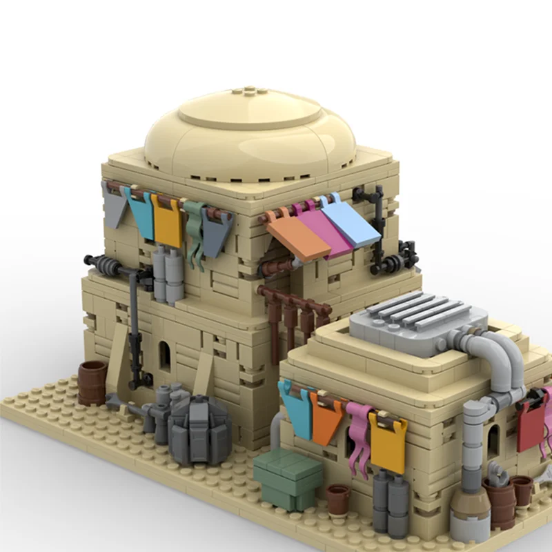 

1203 шт. Модульное здание Tatooine MOC Star Batter Яркий пустынный дом DIY Строительные блоки Игрушки на день рождения Подарок
