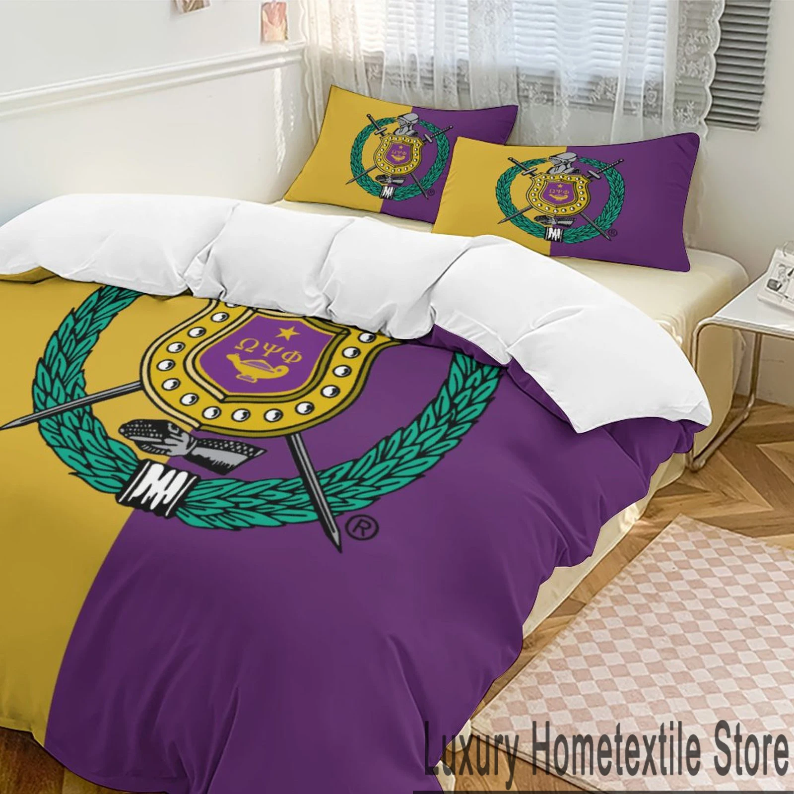 3D Omega Psi Phi OPP Bedding Set Duvet Cover Bed Set Quilt Cover Pillowcase Comforter king Queen Size Boys Adult Bedding Set