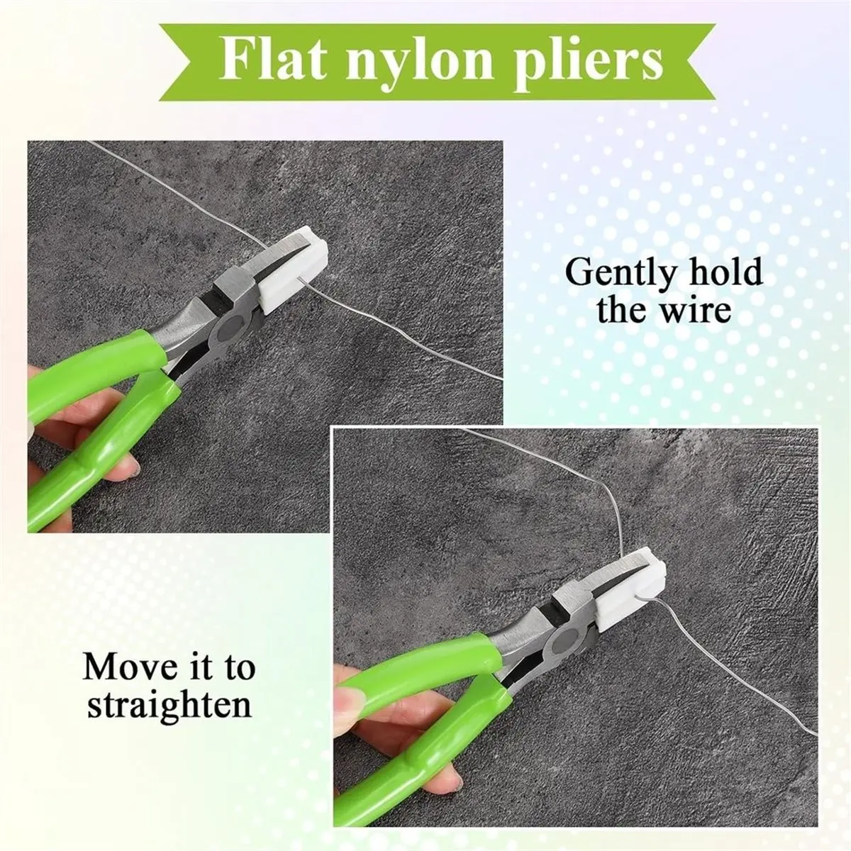 6 PCS Nylon Jaw Pliers for Jewelry Making, Flat Nose Pliers with Carbon Steel Jaw, Green Rubber Handle, 5.3 Inch