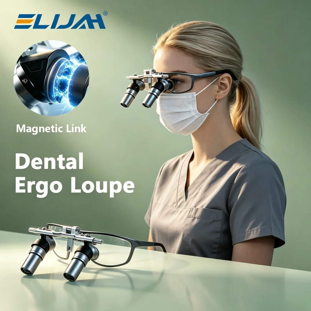 Dental Ergo Loupe 4X/5X/6X Magnification 48° Ergonomic Design 350-450mm Working Distance Magnetic Connect Surgical Dental Loupe