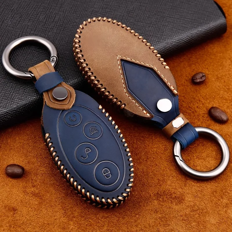 Luxury Leather Car Key Case Cover Fob Shell for BYD Han Ev Tang Second Generation Dm Qin PLUS Song Pro MAX Yuan S6 G5