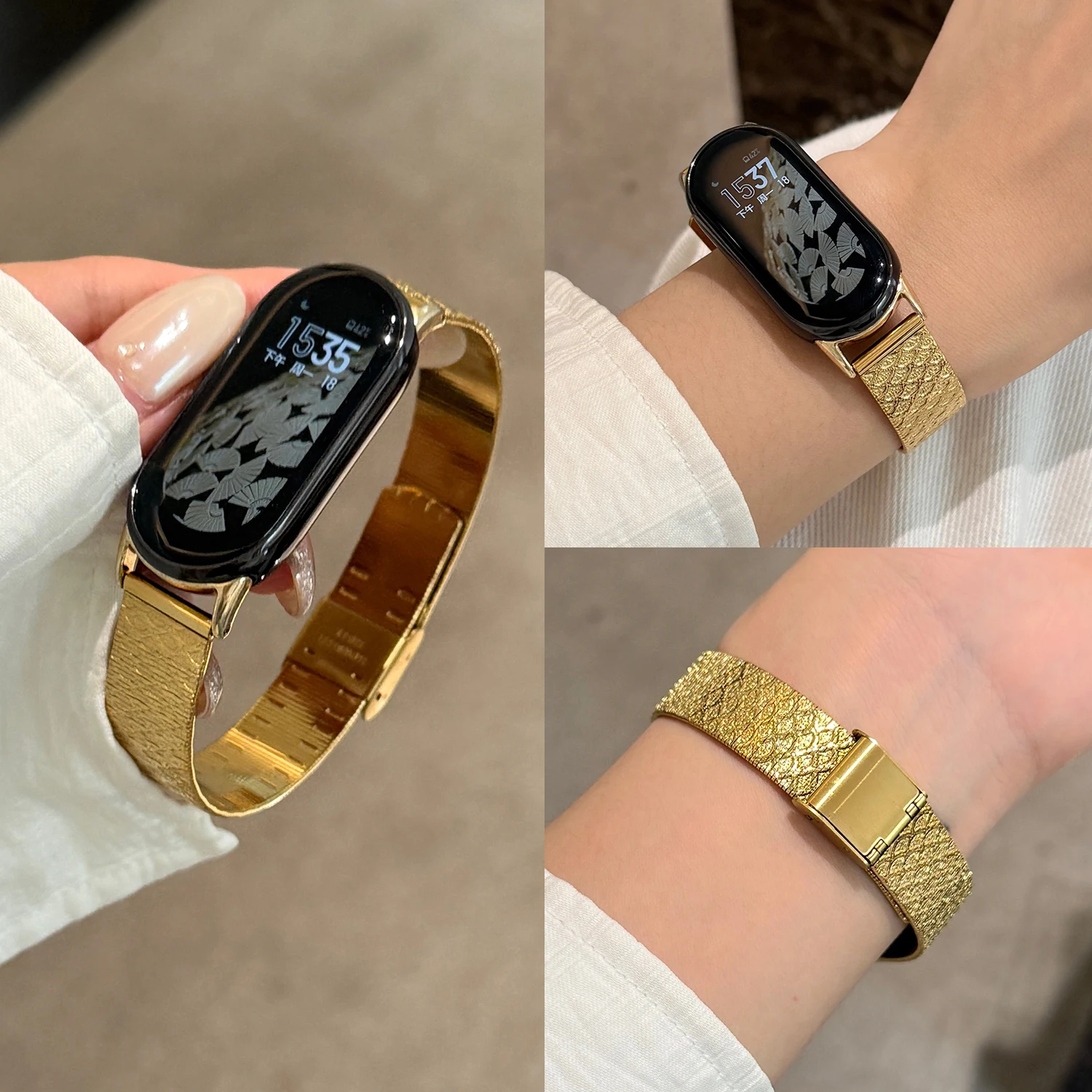 حزام فاخر من الفولاذ المقاوم للصدأ لساعة Xiaomi Band 10 8/9 Pro هدية للفتيات لساعة Redmi 4/5 العالمية 18/20/22 مللي متر