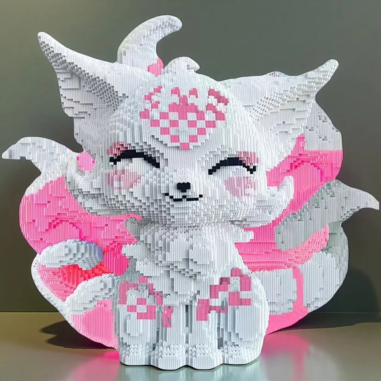 5648-Piece Girly Pink Nine-Tailed Fox Building Block Puzzle