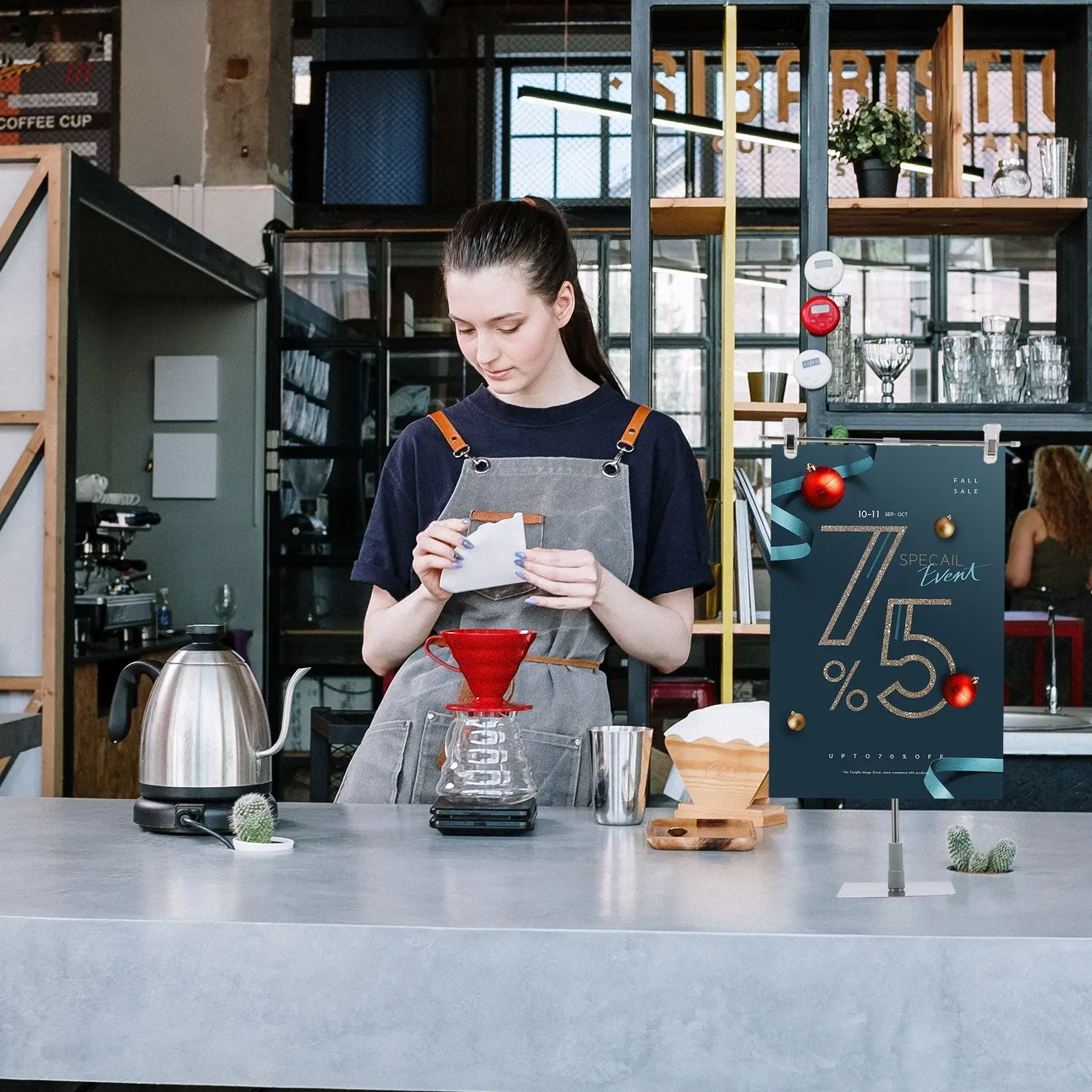 T Shaped Poster Stand Stainless Steel Adjustable Height Banner Advertising Sign Display Rack Easel Poster Holder