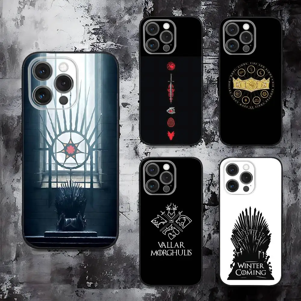 

TheT-Throne I-Iron Phone Case For iPhone 16,15,14,13,12,11,Pro,Max,Plus,X,XS,SE,E,Mini,Soft Silicone Black Case