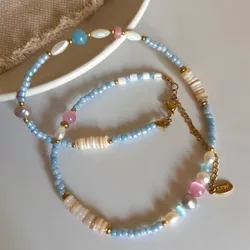 Fashion Natural Stone Freshwater Pearl Collar Chain Necklace for Women Elegant Stylish Handmade Beads Necklaces Jewelry Gift