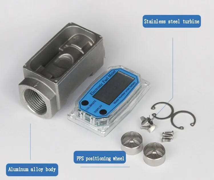

Digital Fuel Gauge Meter Stainless Steel Waterproof DN20 DN25 LCD Turbine Flowmeter Liquid Water Flow Rate of 10-100LPM