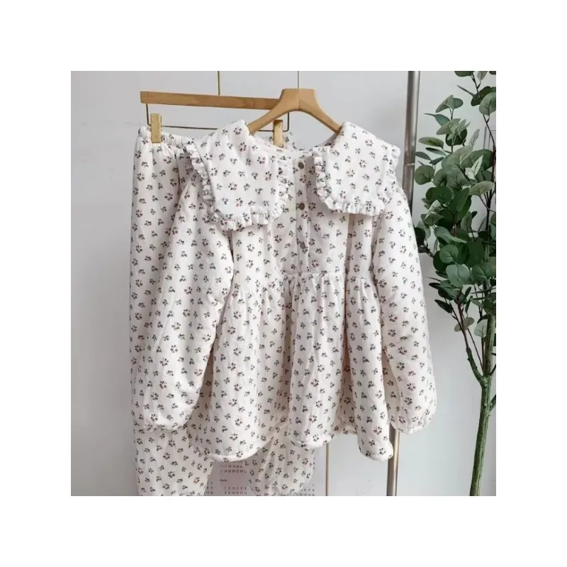 

New King-size Lilac Dolls Fleece Sleepwear Collar Thick Pajamas Loungewear Sets Loose Warm Nightwear Homewear Women Underwear