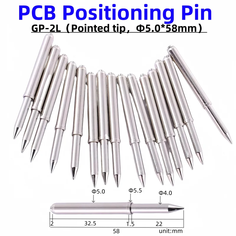 10/50PCS GP-2L Length 58MM Dia 5.0mm Iron Nickel Plated Pointed Probe Positioning Pin ITC ElectricPlate Spring Positioning Dowel
