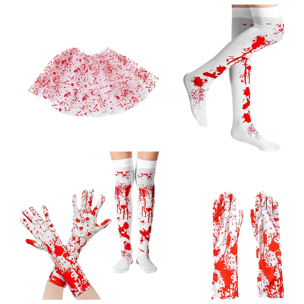 Halloween Cosplay For Costume Cloth Breathable Socks High Stockings White Chiffon Dress Halloween Cosplay Accessory