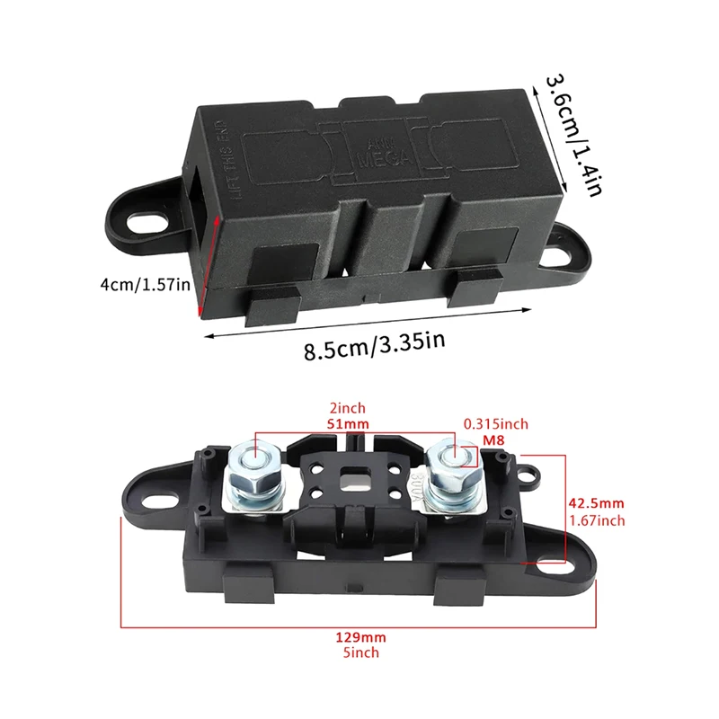 Mega suporte de fusível automático anm, fusível de lâmina aparafusada, tipo plano, fusível anl 30a 50a 60a 70a 80a 100a 125a 175a 200a 225a 250a 300a