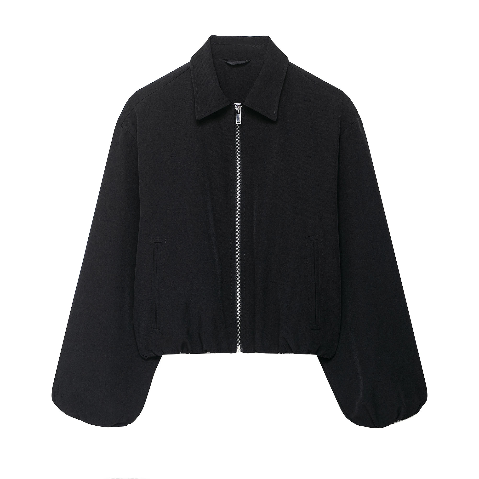 DUOPERI Damen-Bomberjacken, modisch, mit Reißverschluss vorne, Reverskragen, lange Ärmel, lässig, weiblich, elegant, schick, Damen-Outfits