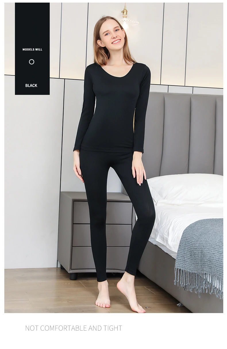 2-teiliges warmes Thermo-Unterwäscheset für Damen, sexy Unterwäsche, lange Unterhosen, Herbst-Winter-Thermo-Set, Damenkleidung mit mittelhohem Kragen und formgebendem Design. – Detail 30