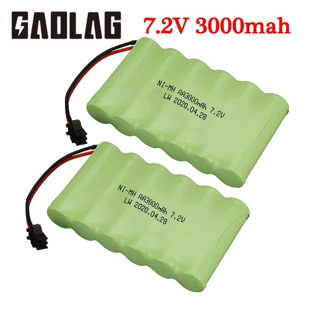 7.2v 3000mah Rechargeable Battery For Rc toys Cars Tanks Robots Gun AA NI-MH Battery 7.2v Battery Pack For Rc Boats With SM Plug