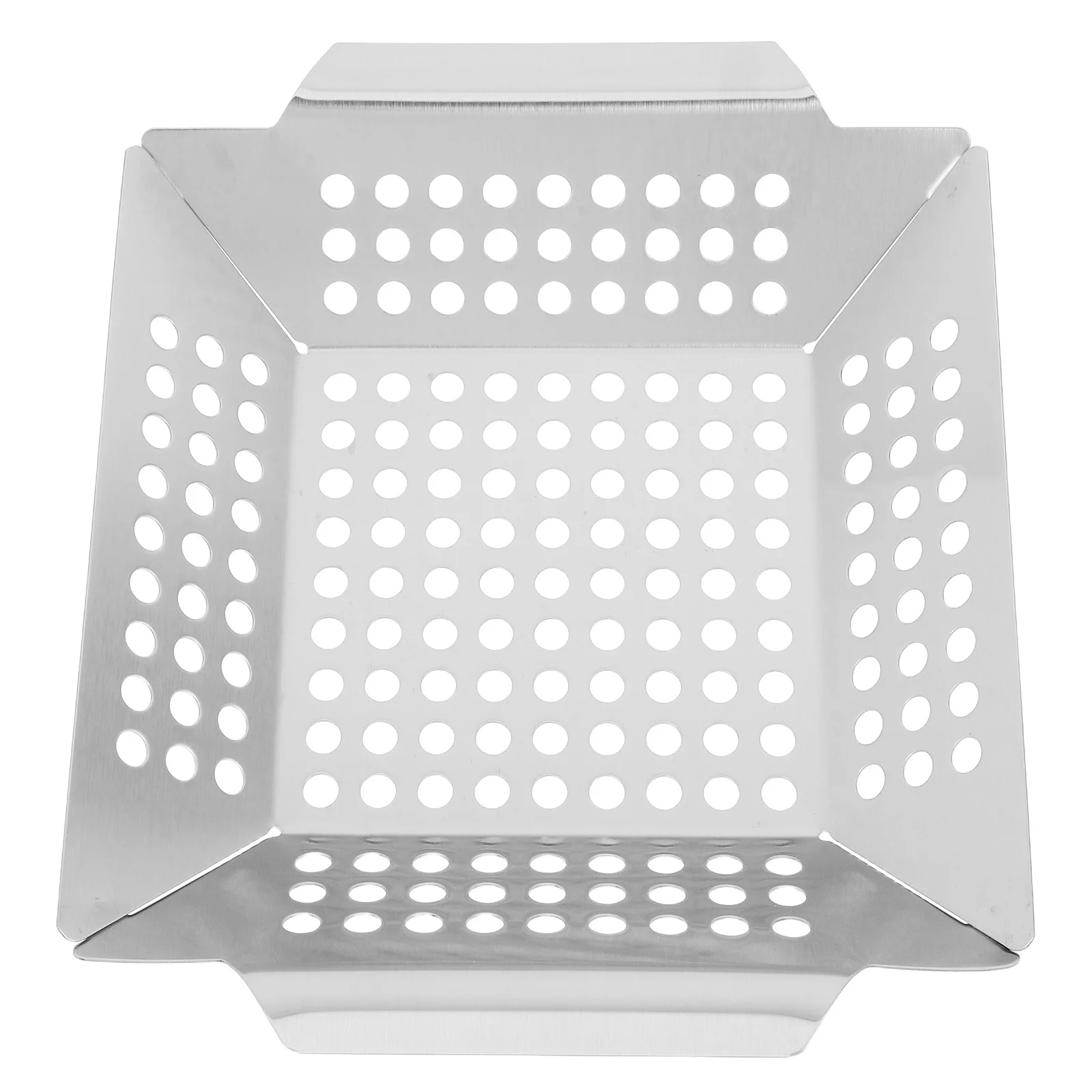 

Durable Stainless Steel Square Grill Basket with Oil Drainage Raised Edges for Vegetables Seafood Meats Bbq Accessories