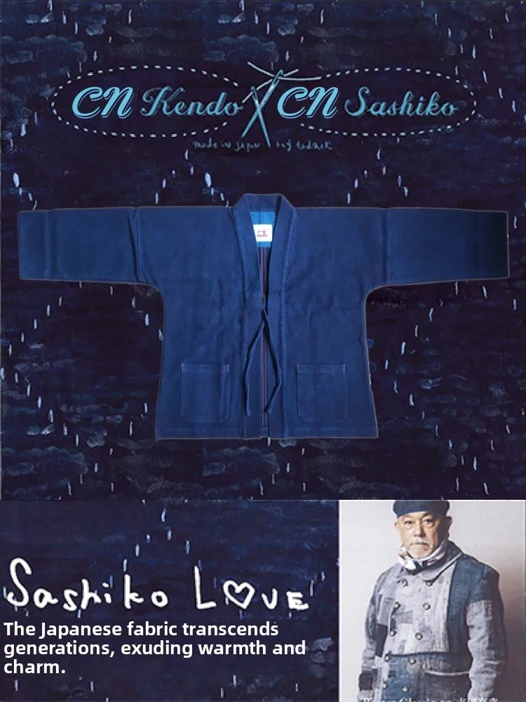 

Хлопковая куртка Saiko Love Blue Dyeing Heavyweight с воротником-стойкой, свободного кроя, в стиле кендо, для молодежи, с длинными рукавами и V-образным вырезом...