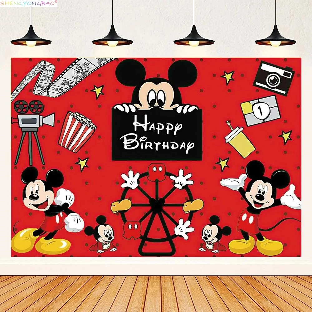 Disney Mickey Mouse Kids Happy Birthday Background Minnie Party Decorations Baby Shower Disneyland Photography Backdrops XC-22