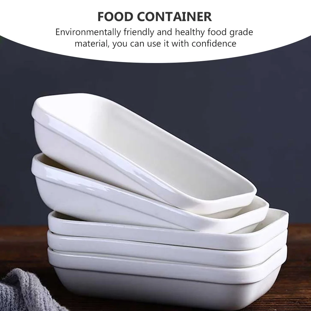 

1Pcs Rectangular Serving Plate Ceramic Food Grade Snack Dish for Home Restaurant Use Smooth Easy Clean Condiment Sauce Bowl