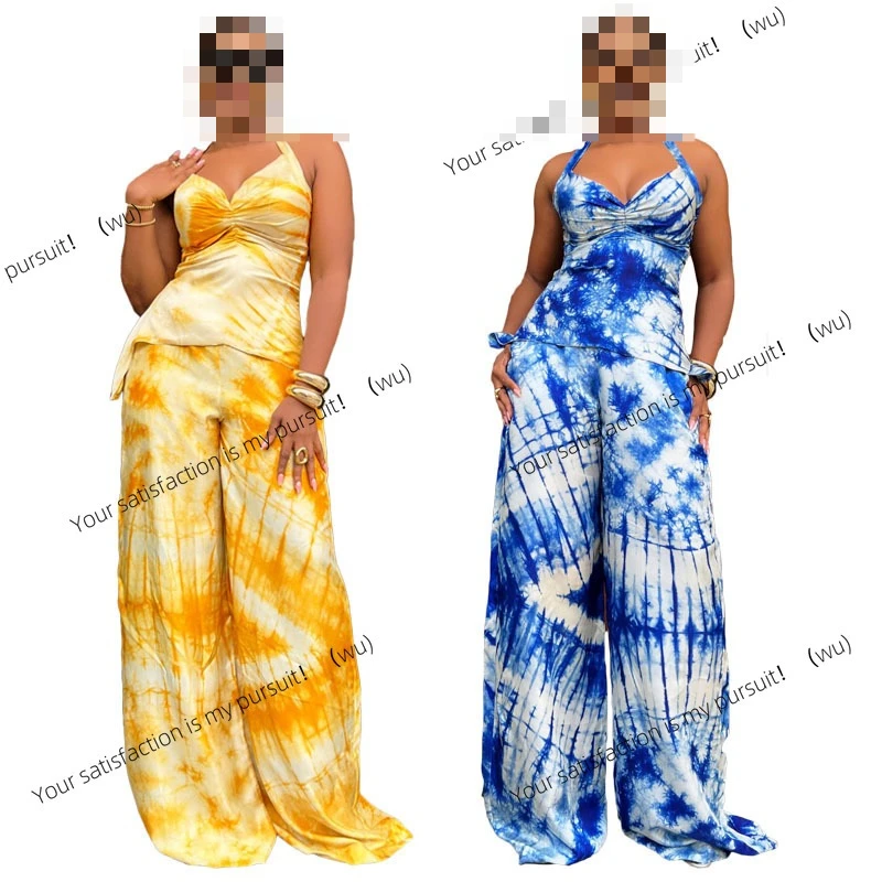 

Новые весенние сексуальные брюки с воротником, женский модный комплект с принтом тай-дай