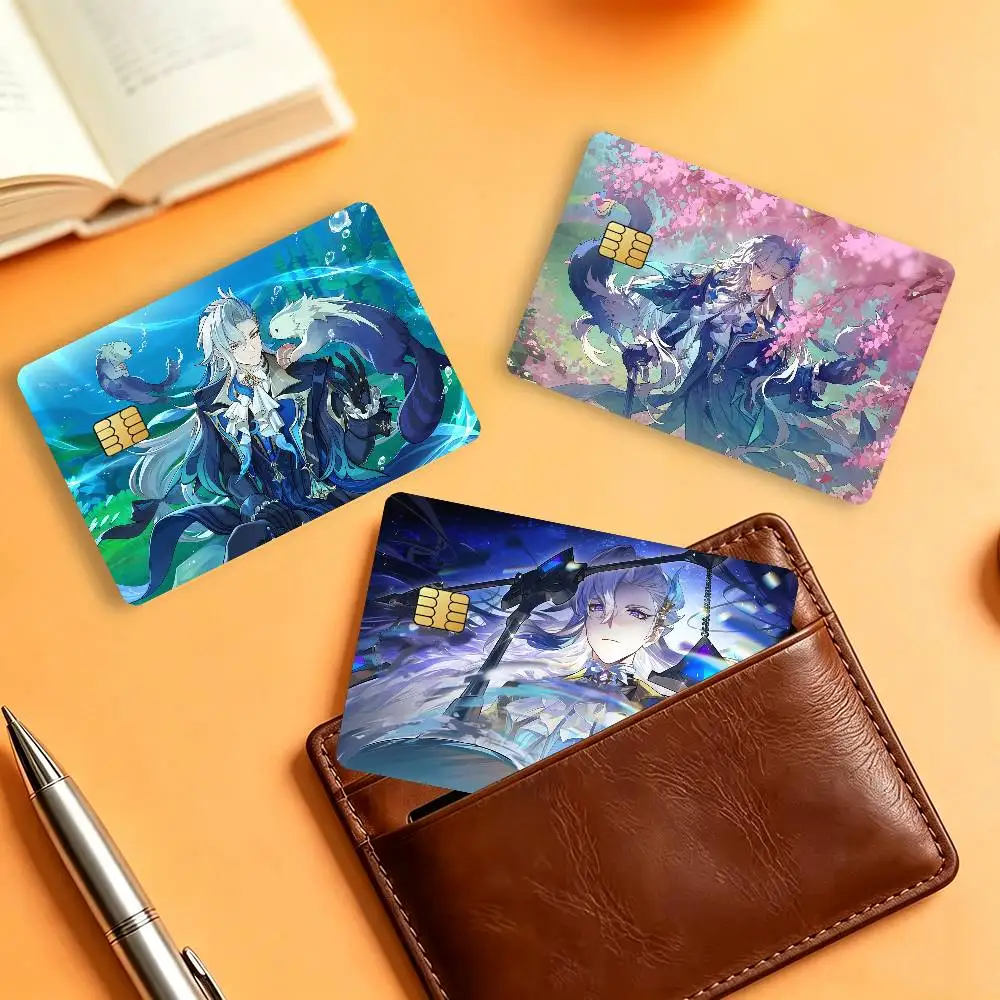 Genshin Neuvillette Waterproof Card Stickers For Credit Cards Debit Cards And Transit Cards 4pcs