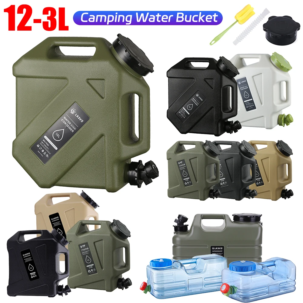 3-12L Camping Water Bucket Large Capacity Water Bag Container with Faucet Portable Car Water Tank for Picnic Hiking Travel