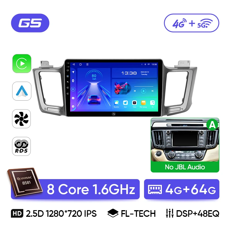 Ainavi autoradio voor Toyota RAV4 RAV 4 XA40 2012-2019 Carplay Android Auto Qualcomm autoradio multimediaspeler DSP 48EQ 2 Din